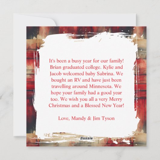 サンタ帽の牛がいるフェスティブなカントリークリスマス シーズンカード (裏面)