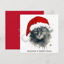 サンタ帽の猫の季節の挨拶 シーズンカード