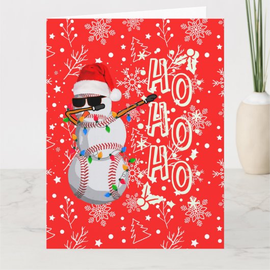 サンタ帽の野球クリスマス   カード (正面)