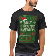 サンタ帽の面白いクリスマスセーターTシャツ
