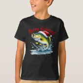 サンタ帽の魚のクリスマス Tシャツ (正面)
