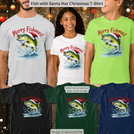 サンタ帽の魚のクリスマス Tシャツ
