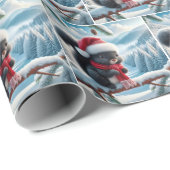 サンタ帽の黒いリス ラッピングペーパー (ロールコーナー)