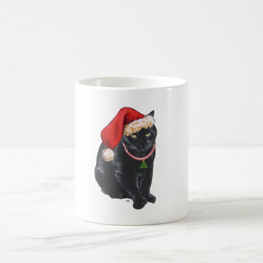 サンタ帽の黒猫 コーヒーマグカップ (中央)