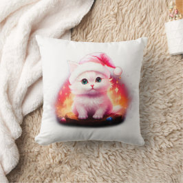 サンタ帽をかぶったかわいいクリスマスキテン クッション