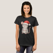 サンタ帽をかぶったかわいいクリスマスモグラフィック Tシャツ (正面フル)