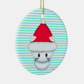サンタ帽をかぶったかわいいクリスマス子猫 セラミックオーナメント (右)