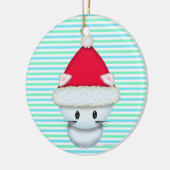サンタ帽をかぶったかわいいクリスマス子猫 セラミックオーナメント (左)