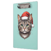 サンタ帽をかぶったかわいいクリスマス猫 クリップボード (左)