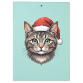 サンタ帽をかぶったかわいいクリスマス猫 クリップボード (裏面)