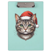 サンタ帽をかぶったかわいいクリスマス猫 クリップボード (正面)