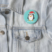サンタ帽をかぶったかわいいペンギンのクリスマスボタン 缶バッジ (インサイチュ)