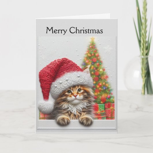 サンタ帽をかぶったかわいい猫 クリスマス (正面)
