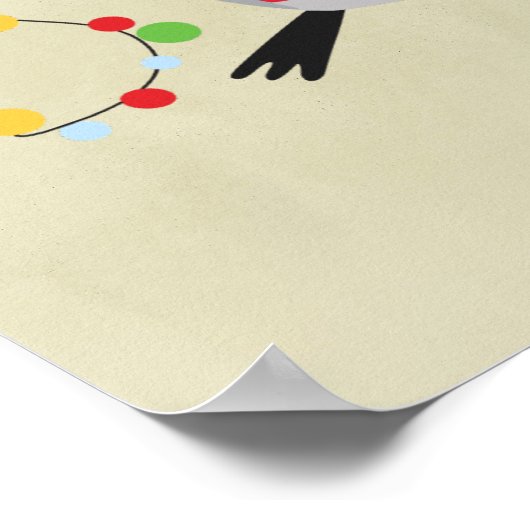 サンタ帽をかぶったアライグマがホリデーライトでもつれ込んだ ポスター (角)