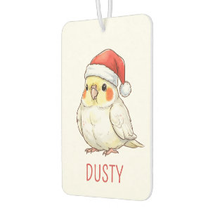 サンタ帽をかぶったオカメインコのクリスマスグッズ カーエアーフレッシュナー