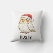 サンタ帽をかぶったオカメインコのクリスマスグッズ クッション (裏面)