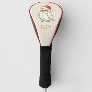 サンタ帽をかぶったオカメインコのクリスマスグッズ ゴルフヘッドカバー