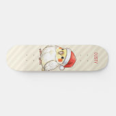 サンタ帽をかぶったオカメインコのクリスマスグッズ スケートボード (横)