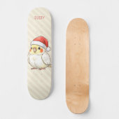 サンタ帽をかぶったオカメインコのクリスマスグッズ スケートボード (正面)