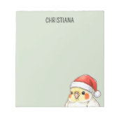 サンタ帽をかぶったオカメインコのクリスマスグッズ ノートパッド (正面)