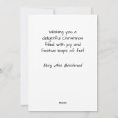 サンタ帽をかぶったカエルのクリスマスギフト ファン シーズンカード (裏面)