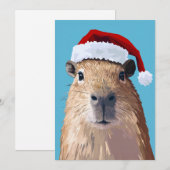 サンタ帽をかぶったカピバラ 招待状 (正面/裏面)