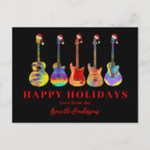 サンタ帽をかぶったギターたち - 楽しいホリデーシーズン シーズンポストカード (正面)