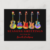 サンタ帽をかぶったギターの季節の挨拶 シーズンポストカード (正面)
