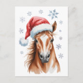 サンタ帽をかぶったクリスマスの馬 シーズンポストカード (正面)