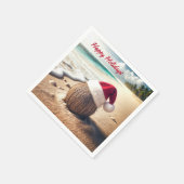 サンタ帽をかぶったクリスマスココナッツ スタンダードカクテルナプキン (角)