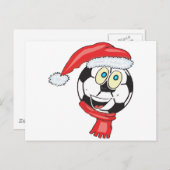 サンタ帽をかぶったクリスマスサッカーボール シーズンポストカード (正面/裏面)