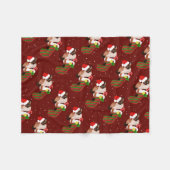 サンタ帽をかぶったクリスマスシャム猫 フリースブランケット (正面(横))