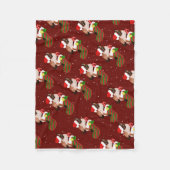 サンタ帽をかぶったクリスマスシャム猫 フリースブランケット (正面)