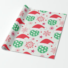 サンタ帽をかぶったクリスマススポーツボール ラッピングペーパー