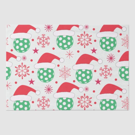 サンタ帽をかぶったクリスマススポーツボール 薄葉紙 (正面)