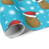 サンタ帽をかぶったクリスマスポテト ラッピングペーパー (ロールコーナー)