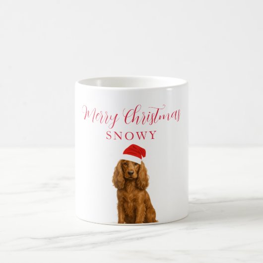 サンタ帽をかぶったコッカー・スパニエル クリスマス コーヒーマグカップ (中央)