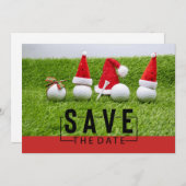 サンタ帽をかぶったゴルフボール クリスマス 招待状 (正面/裏面)