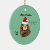 サンタ帽をかぶったゴールデンイーグル セラミックオーナメント (右)