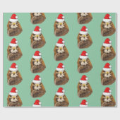 サンタ帽をかぶったゴールデンイーグル ラッピングペーパー (フラット)