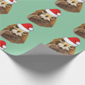 サンタ帽をかぶったゴールデンイーグル ラッピングペーパー (角)