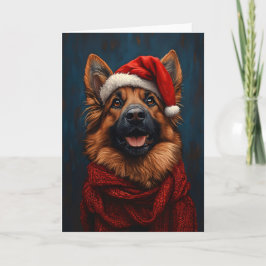 サンタ帽をかぶったジャーマン・シェパード カード
