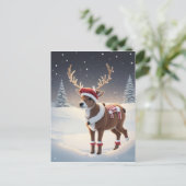 サンタ帽をかぶったトナカイ シーズンポストカード (スタンド正面)