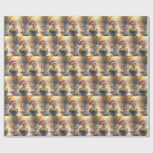 サンタ帽をかぶったヒナガモ ラッピングペーパー (フラット)