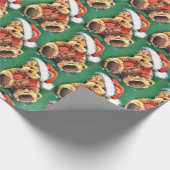 サンタ帽をかぶったビンテージクリスマスベア ラッピングペーパー (角)