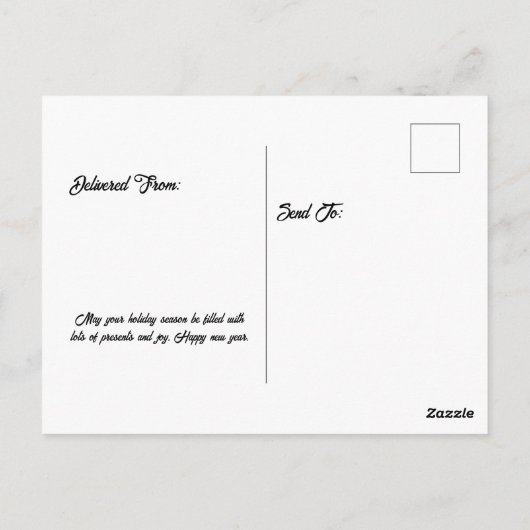 サンタ帽をかぶったビーバーとクリスマスプレゼント ポストカード (裏面)