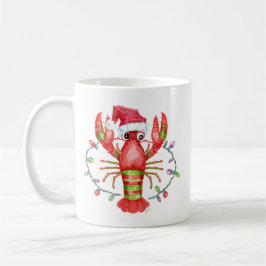 サンタ帽をかぶったフェスティブロブスタークリスマスマグ コーヒーマグカップ