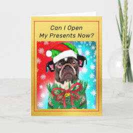 サンタ帽をかぶったフレンチブルドッグのキュートなクリスマスデザイン カード