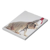 サンタ帽をかぶったブルドッグパピー ノートパッド (回転)