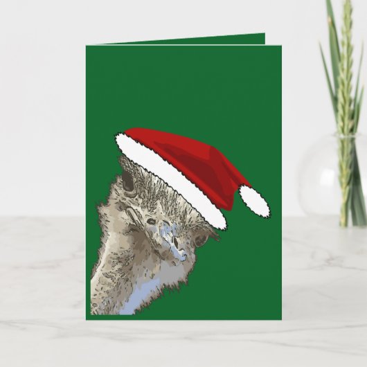 サンタ帽をかぶったペンギン クリスマス動物園の動物 シーズンカード (正面)